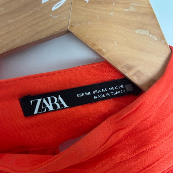 Zara Orange Halter Neck Silk Maxi Midi Dress Medium - Picture 6 of 7